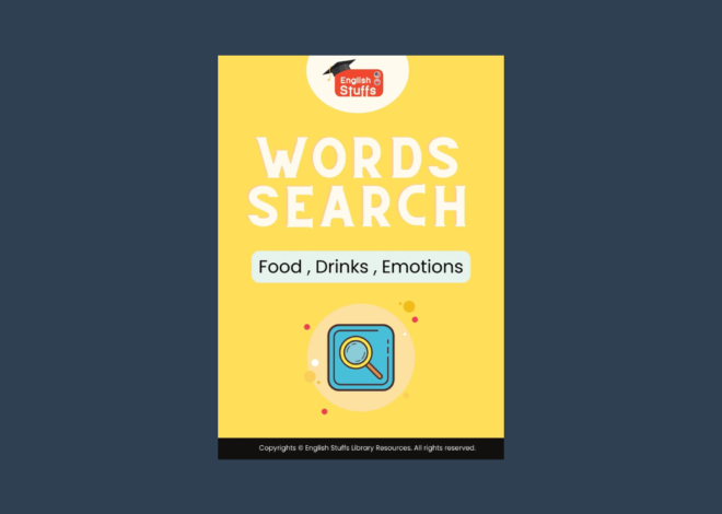 Word search worksheet Food Drinks and Emotions