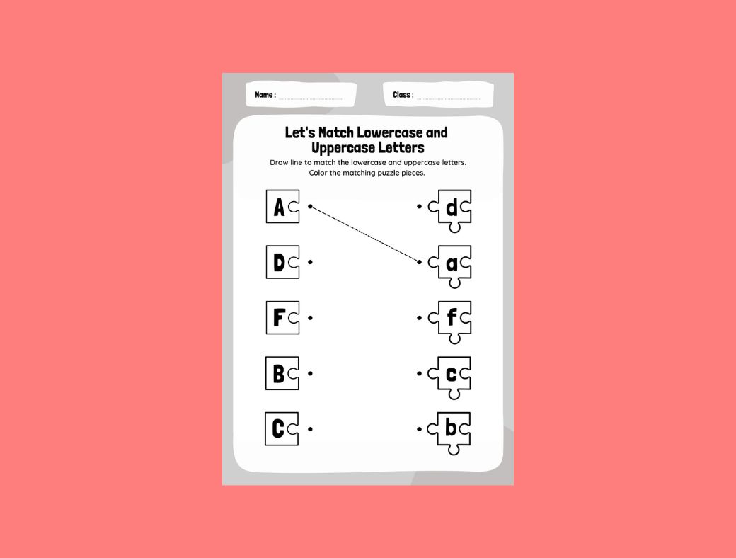 Matching lowercase letters with uppercase worksheet