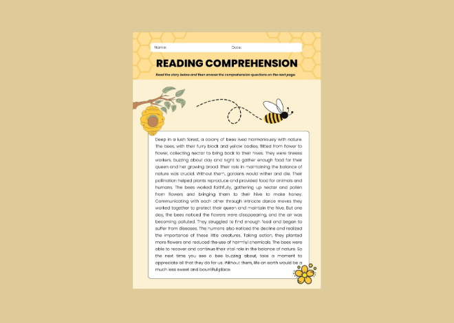 Bee Reading Comprehension Worksheets